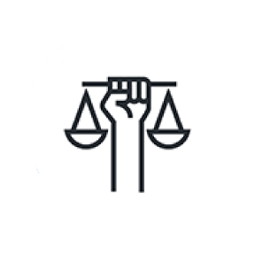 Icon with hand holding scale